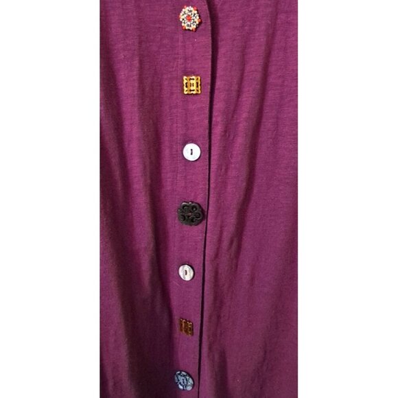 Soft Surroundings Women's M Burgundy 3/4 Sleeve Decorative Buttons/Snaps Tunic - Picture 6 of 13